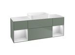 Villeroy und Boch Finion Waschtischunterschrank G741MTGM 160x60,3x50,1cm, Regale White matt lacquer, Olive Matt Lacquer