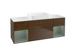 Villeroy und Boch Finion Waschtischunterschrank G741GMGN 160x60,3x50,1cm, Regale Olive matt lacquer, Walnut veneer