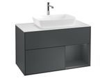 Villeroy und Boch Finion Waschtischunterschrank G781HGHG 100cm, Abdeckplatte white matt, Emotion, Regale Midnight matt lacquer, Midnight Blue Matt Lacquer