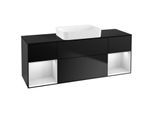 Villeroy und Boch Finion Waschtischunterschrank G742MTPD 160x60,3x50,1cm, Regale White matt lacquer, Black matt lacquer