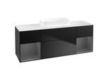 Villeroy und Boch Finion Waschtischunterschrank F741GKPD 160x60,3x50,1cm, Regale Anthracite matt lacquer, Black matt lacquer