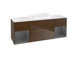 Villeroy und Boch Finion Waschtischunterschrank F741GKGN 160x60,3x50,1cm, Regale Anthracite matt lacquer, Walnut veneer