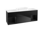Villeroy und Boch Finion Waschtischunterschrank F741PDPD 160x60,3x50,1cm, Regale Black matt lacquer, Black matt lacquer