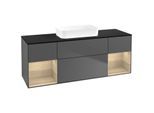 Villeroy und Boch Finion Waschtischunterschrank F742PCGK 160x60,3x50,1cm, Regale Oak Veneer, Anthracite matt