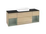 Villeroy und Boch Finion Waschtischunterschrank F742GMPC 160x60,3x50,1cm, Regale Olive matt lacquer, Oak Veneer