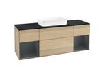 Villeroy und Boch Finion Waschtischunterschrank F742HGPC 160x60,3x50,1cm, Regale Midnight matt lacquer, Oak Veneer