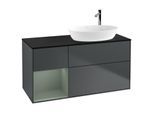 Villeroy und Boch Finion Waschtischunterschrank F922GMHG 120cm, Abdeckplatte black matt, Regale Olive matt lacquer, Midnight Blue Matt Lacquer