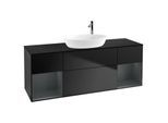 Villeroy und Boch Finion Waschtischunterschrank G982HGPD 160cm, Abdeckplatte black matt, Emotion, Regale Midnight matt lacquer, Black matt lacquer