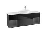 Villeroy und Boch Finion Waschtischunterschrank G981GKPD 160cm, Abdeckplatte white matt, Emotion, Regale Anthracite matt lacquer, Black matt lacquer