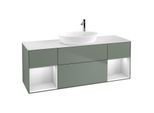 Villeroy und Boch Finion Waschtischunterschrank G981MTGM 160cm, Abdeckplatte white matt, Emotion, Regale White matt lacquer, Olive Matt Lacquer