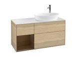 Villeroy und Boch Finion Waschtischunterschrank G921GNPC 120cm, Abdeckplatte white matt, Emotion, Regale Walnut Veneer, Oak Veneer