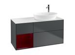 Villeroy und Boch Finion Waschtischunterschrank G921HBHG 120cm, Abdeckplatte white matt, Emotion, Regale Peony matt lacquer, Midnight Blue Matt Lacquer