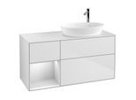 Villeroy und Boch Finion Waschtischunterschrank G921MTMT 120cm, Abdeckplatte white matt, Emotion, Regale White matt lacquer, White matt lacquer