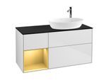 Villeroy und Boch Finion Waschtischunterschrank G922HFMT 120cm, Abdeckplatte black matt, Emotion, Regale Gold matt lacquer, White matt lacquer