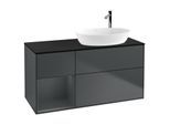Villeroy und Boch Finion Waschtischunterschrank G922HGHG 120cm, Abdeckplatte black matt, Emotion, Regale Midnight matt lacquer, Midnight Blue Matt Lacquer