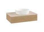 Villeroy und Boch Antao Waschtisch-Unterschrank L08113HN mit Beleuchtung mit Struktur, 80x19x50cm, Waschbeckenplattenfarbe botticino, honey oak