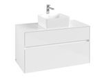 Villeroy und Boch Collaro Waschtischunterschrank C03800DH 100 x 54,8 x 50 cm, Waschtisch mittig, Glossy White