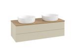 Villeroy und Boch Antao Waschtisch-Unterschrank L24111HJ mit Beleuchtung, 120x36x50cm, Waschbeckenplattenfarbe honey oak, silk grey matt lacquer