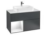 Villeroy und Boch Finion Waschtischunterschrank G361GFHG 100cm, Abdeckplatte white matt, Emotion, Regal links Glossy white lacquer, Midnight Blue Matt Lacquer