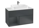 Villeroy und Boch Finion Waschtischunterschrank G361HGHG 100cm, Abdeckplatte white matt, Emotion, Regal links Midnight Blue Matt Lacquer, Midnight Blue Matt Lacquer