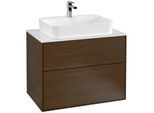 Villeroy und Boch Finion Waschtischunterschrank G34100GN 80x60,3cm, Emotion, Abdeckplatte white matt, Walnut veneer
