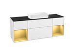 Villeroy und Boch Finion Waschtischunterschrank G332HFGF 160cm, Abdeckplatte black matt, Emotion, Regale Gold matt lacquer, Glossy white lacquer