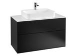 Villeroy und Boch Finion Waschtischunterschrank F35100PD 100x60,3cm, Abdeckplatte white matt, Black matt lacquer
