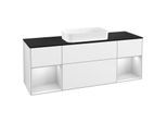Villeroy und Boch Finion Waschtischunterschrank F332MTGF 160x60,3cm, Abdeckplatte black matt, Regale White matt lacquer, Glossy white lacquer