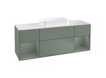 Villeroy und Boch Finion Waschtischunterschrank G331GMGM 160cm, Abdeckplatte white matt, Emotion, Regale Olive matt lacquer, Olive Matt Lacquer