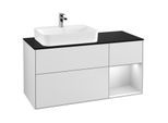 Villeroy und Boch Finion Waschtischunterschrank F402MTMT 120cm, Abdeckplatte black matt, Regal rechts White matt lacquer, White matt lacquer