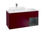 Villeroy und Boch Finion Waschtischunterschrank G401HGHB 120cm, Abdeckplatte white matt, Emotion, Regal rechts Midnight Blue Matt Lacquer, Peony Matt