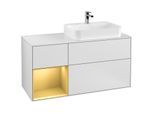 Villeroy und Boch Finion Waschtischunterschrank F391HFMT 120cm, Abdeckplatte white matt, Regal links Gold matt, White matt lacquer