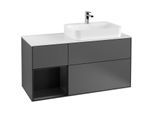 Villeroy und Boch Finion Waschtischunterschrank F391PDGK 120cm, Abdeckplatte white matt, Regal links Black matt lacquer, Anthracite matt