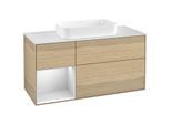 Villeroy und Boch Finion Waschtischunterschrank G291MTPC 120cm, Abdeckplatte white matt, Emotion, Regal links White matt lacquer, Oak Veneer