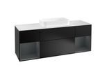 Villeroy und Boch Finion Waschtischunterschrank F331HGPD 160x60,3cm, Abdeckplatte white matt, Regale Midnight matt lacquer, Black matt lacquer