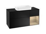Villeroy und Boch Finion Waschtischunterschrank G302PCPD 120cm, Abdeckplatte black matt, Emotion, Regal rechts Oak Veneer, Black matt lacquer