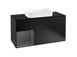 Villeroy und Boch Finion Waschtischunterschrank G292GKPD 120cm, Abdeckplatte black matt, Emotion, Regal links Anthracite matt, Black matt lacquer