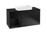 Villeroy und Boch Finion Waschtischunterschrank G292PDPD 120cm, Abdeckplatte black matt, Emotion, Regal links Black matt lacquer, Black matt lacquer