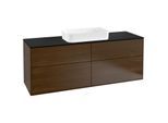 Villeroy und Boch Finion Waschtischunterschrank F32200GN 160x60,3cm, Abdeckplatte black matt, Walnut veneer