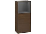 Villeroy und Boch Finion Seitenschrank F500GKGN 41,8x93,6x27cm, links, Regal oben Anthracite matt, Walnut veneer
