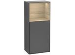 Villeroy und Boch Finion Seitenschrank F500PCGK 41,8x93,6x27cm, links, Regal oben Oak Veneer, Anthracite matt