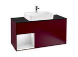 Villeroy und Boch Finion Waschtischunterschrank G412MTHB 120cm, Abdeckplatte black matt, Emotion, Regal links White matt lacquer, Peony Matt
