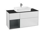 Villeroy und Boch Finion Waschtischunterschrank G412HGMT 120cm, Abdeckplatte black matt, Emotion, Regal links Midnight Blue Matt Lacquer, White matt lacquer