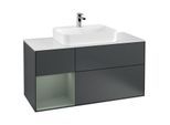 Villeroy und Boch Finion Waschtischunterschrank F411GMHG 120cm, Abdeckplatte white matt, Regal links Olive Matt Lacquer, Midnight Blue Matt Lacquer