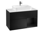 Villeroy und Boch Finion Waschtischunterschrank G371PDPD 100cm, Abdeckplatte white matt, Emotion, Regal rechts Black matt lacquer, Black matt lacquer