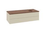 Villeroy und Boch Antao Waschtisch-Unterschrank K23152HJ 120x36x50cm, Hahnloch, Waschbeckenplattenfarbe warm walnut, silk grey matt lacquer