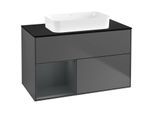 Villeroy und Boch Finion Waschtischunterschrank F652HGGK 100x60,3x50,1cm, Regal links Midnight Blue Matt Lacquer, Anthracite matt