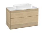 Villeroy und Boch Finion Waschtischunterschrank F64100PC 100x60,3x50,1mm, Glass White Matt, Oak Veneer