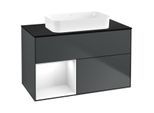 Villeroy und Boch Finion Waschtischunterschrank F652GFHG 100x60,3x50,1cm, Regal links Glossy white lacquer, Midnight Blue Matt Lacquer