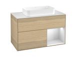 Villeroy und Boch Finion Waschtischunterschrank F661MTPC 100x60,3x50,1cm, Regal rechts White matt lacquer, Oak Veneer
